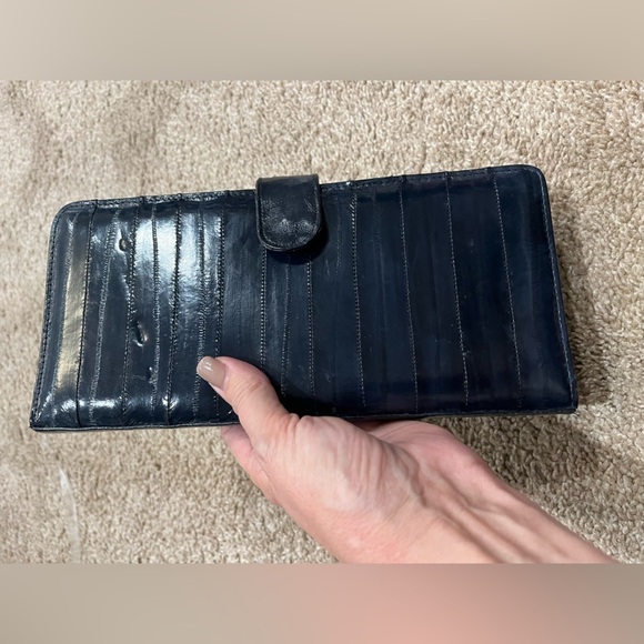 eel skin Other - Dark navy vintage eel skin wallet or business card organizer